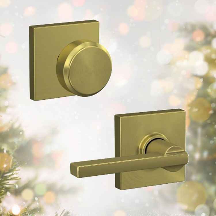 Knob and Lever in Satin Brass