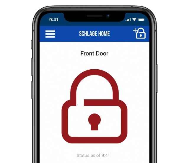 Schlage Home app lock/unlocking screen.