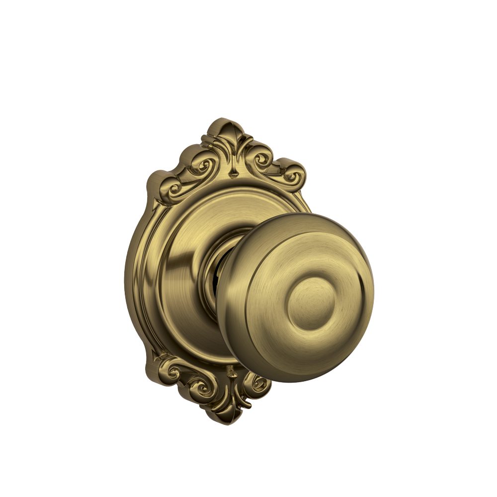 Georgian knob with Brookshire trim in Antique Brass finish