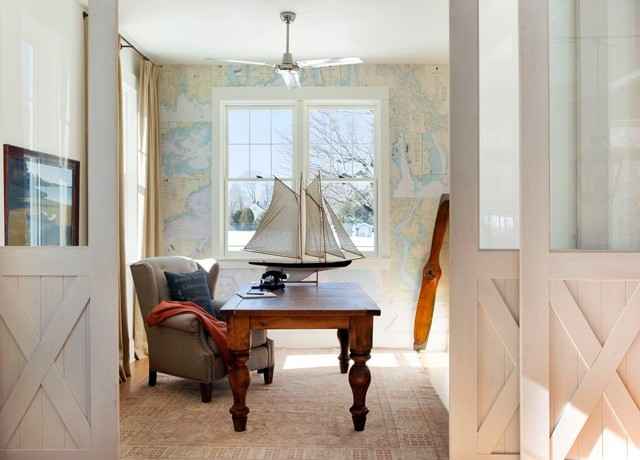 Bureau à domicile de style plage par les designers et décorateurs d’intérieur de Concord lisa k. tharp – k. tharp design